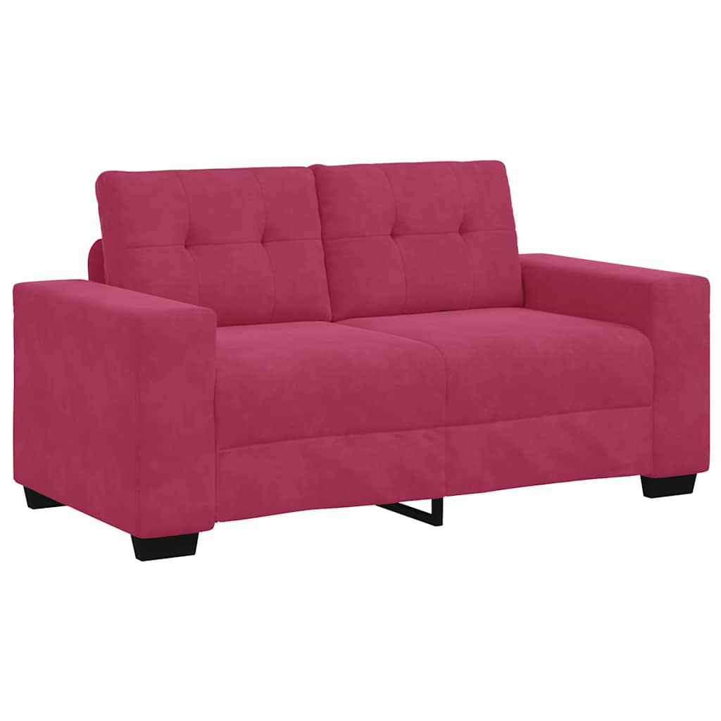 Sofa Set with Cushion 3 pcs Wine Red 221 x 78 x 80 cm Velvet
